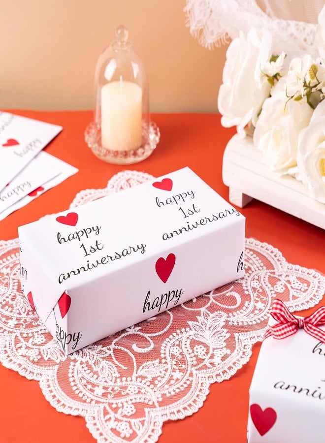 WRAPAHOLIC Anniversary Wrapping Paper Sheet - 6 Sheets 1st Anniversary Design Folded Flat for Husband, Wife, Boyfriend, Girlfriend, Birthday, Valentines Day - 19.7 Inch X 27.5 Inch Per Sheet - Image 4